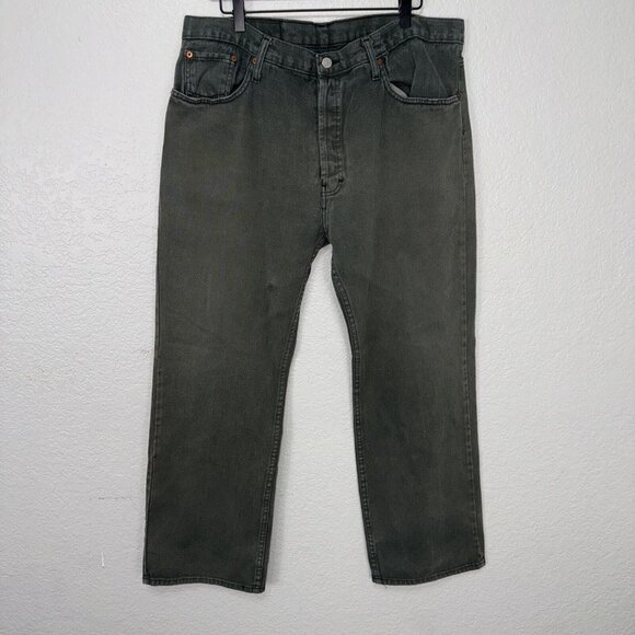 Vintage Levis 501 Jeans 38x30 Green Levi’s USA 90's Iconic Button Fly Casual - Picture 4 of 13